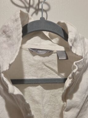 Liz Claiborne Natural Linen Collared Shirt